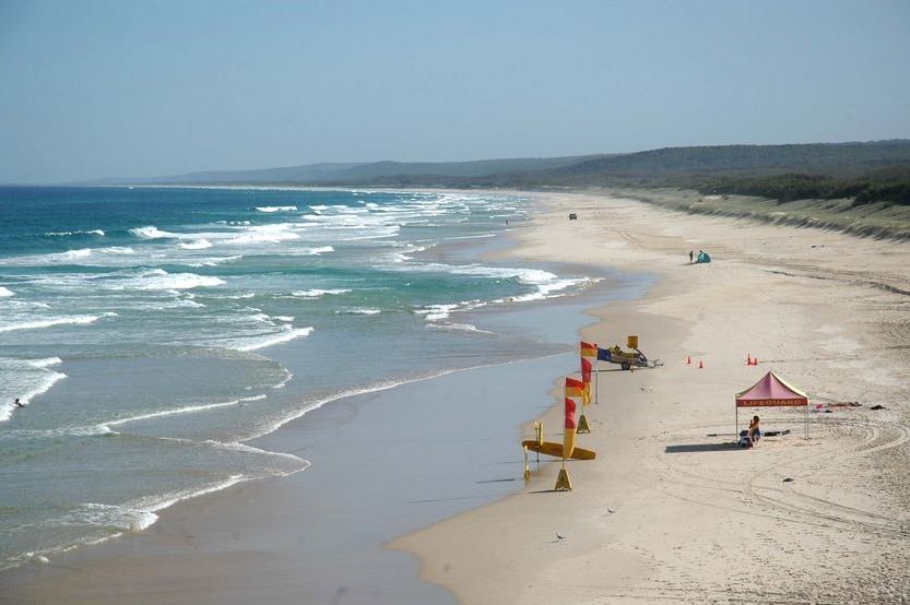 A lifesaver watches over Main Beach on Stradbroke Island