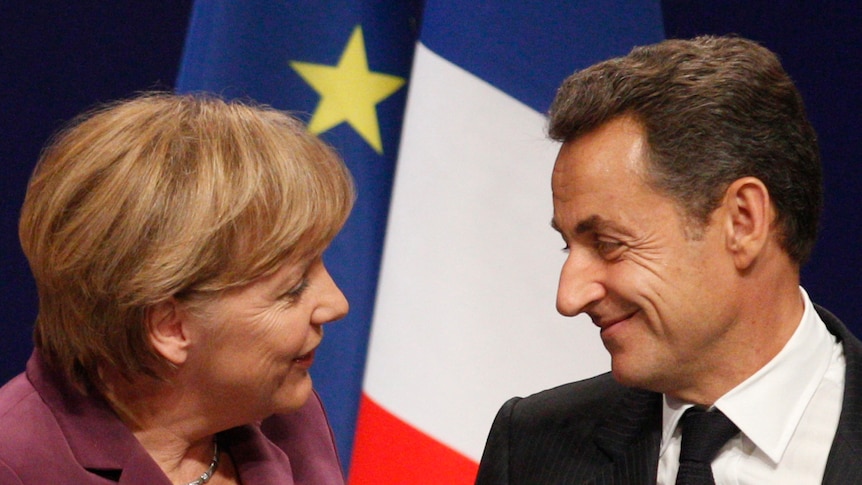 Crunch time... Nicolas Sarkozy and Angela Merkel