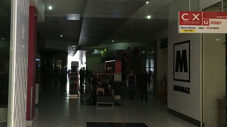 A darkened shopping centre in Adelaide's CBD.