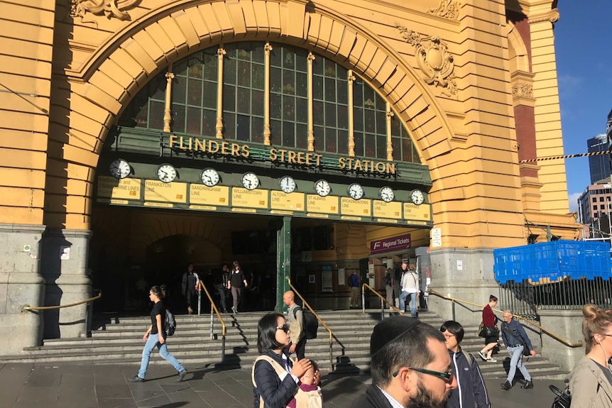 Exterior of Flinders Street Station in Melbourne.