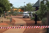 A taped off crime scene on the Stuart Highway in Alice Springs