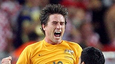 Harry Kewell celebrates his goal against Croatia