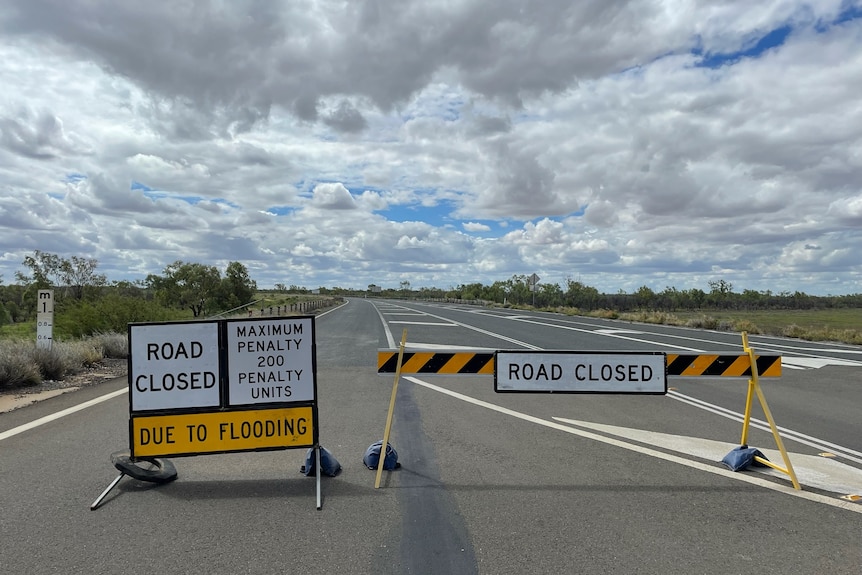 Road closure signs.