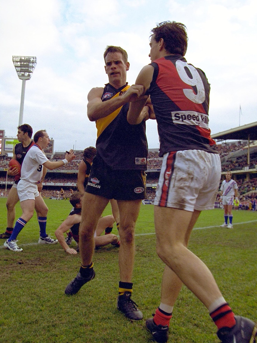 AFL players getting into an altercation during a match