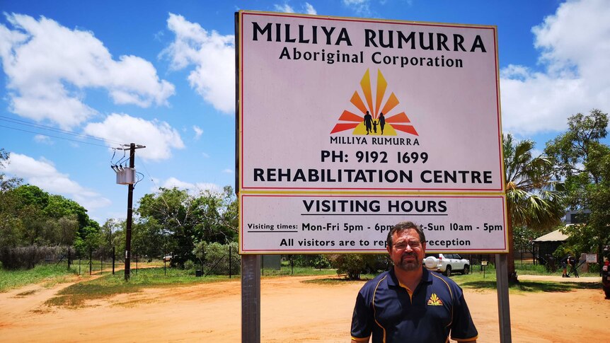 Image of Andrew Amor standing out the front of the Milliya Rumurra Rehabilitation Centre in Broome, Western Australia