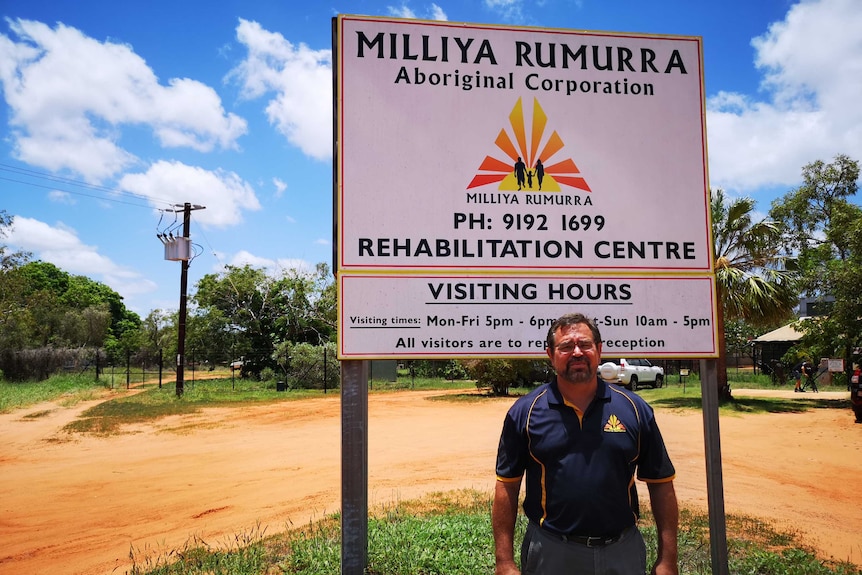 Image of Andrew Amor standing out the front of the Milliya Rumurra Rehabilitation Centre in Broome, Western Australia