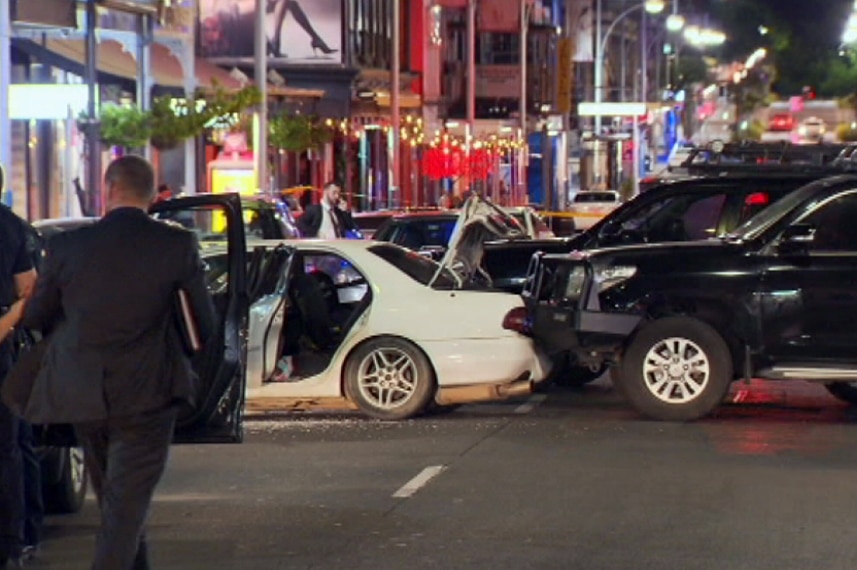 Car hit at Hindley Street.