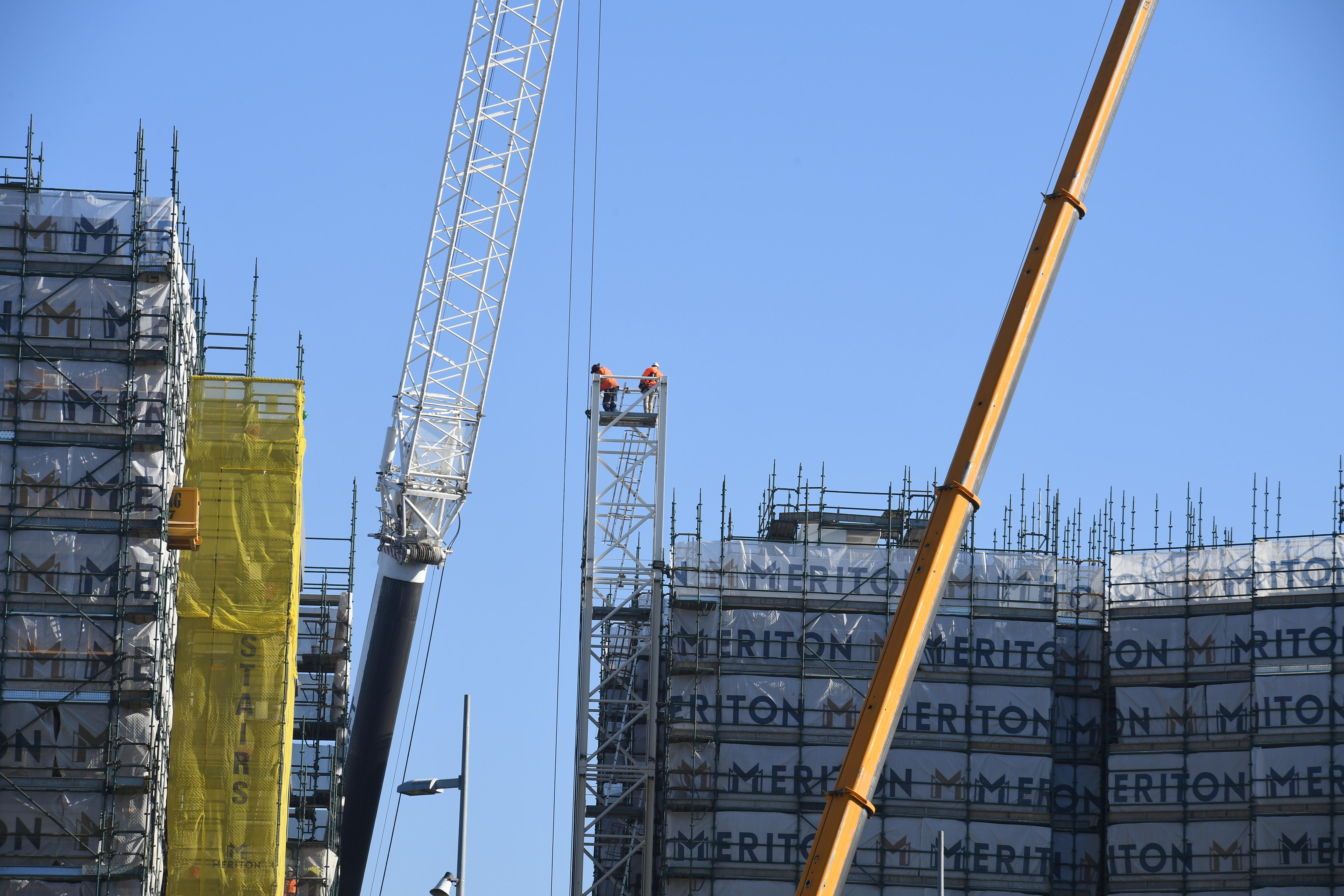 New apartments are seen under construction in Sydney.