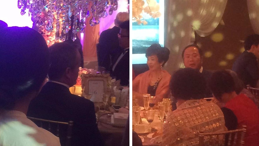 Image composite of Bill Shorten and Huang Xiangmo at a wedding
