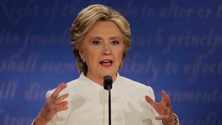 Hillary Clinton talks during the third presidential debate