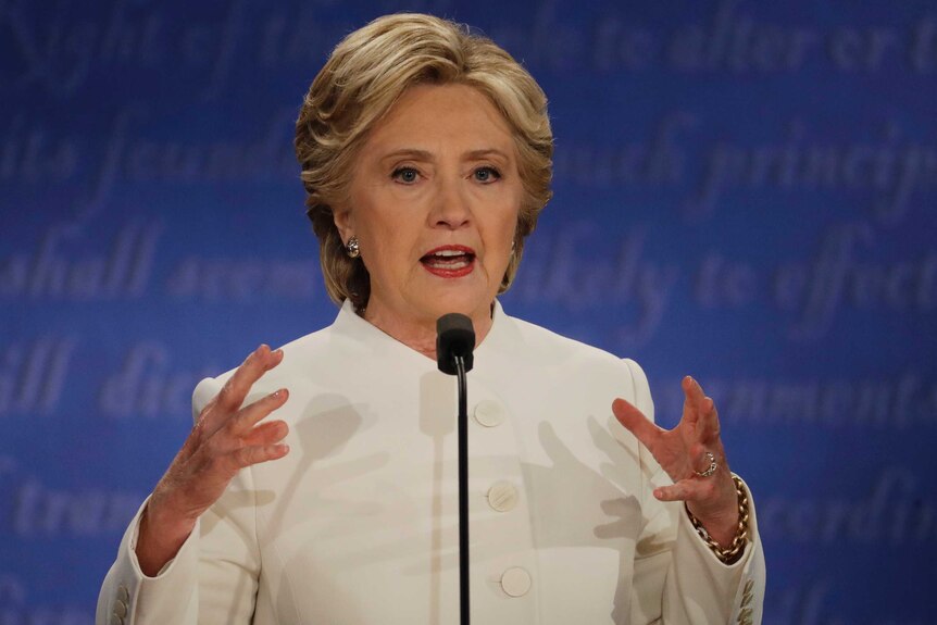 Hillary Clinton talks during the third presidential debate