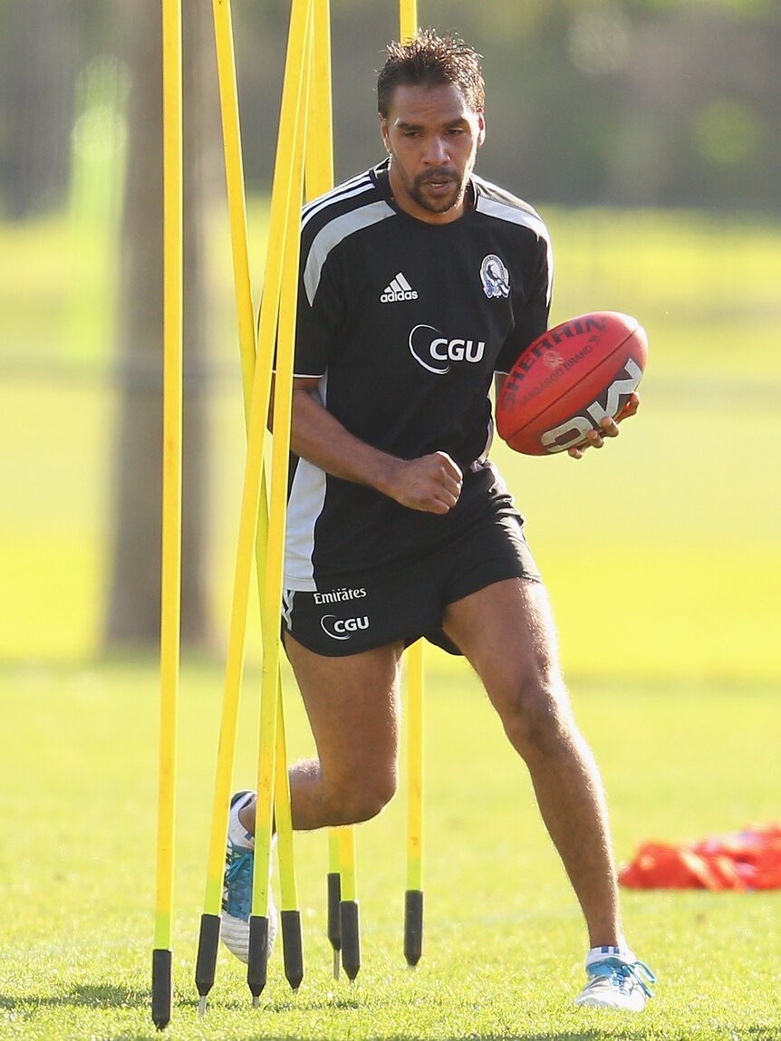 One step at a time ... Andrew Krakouer is easing back into Magpies training.