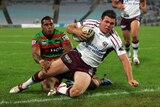 Jamie Lyon scores a try for Manly