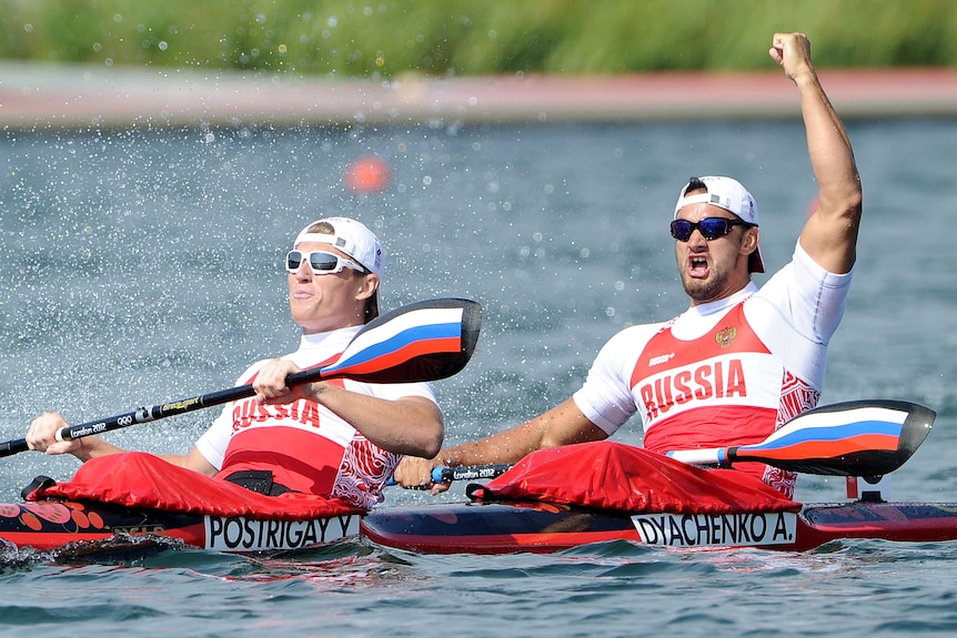 Russian canoeists Yury Postrigay and Alexander Dyachenko