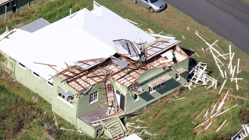 Damage to houses from Tropical Cyclone Marcia.