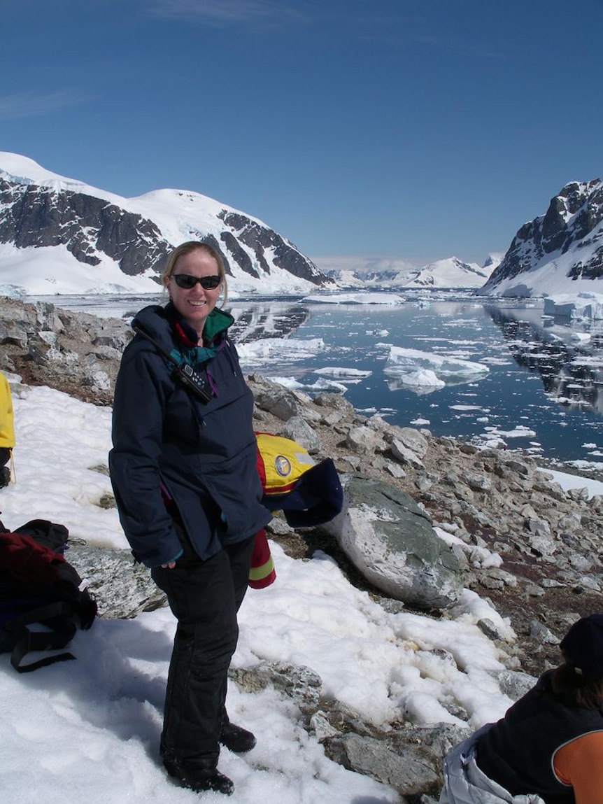 Lady surrounded by ice