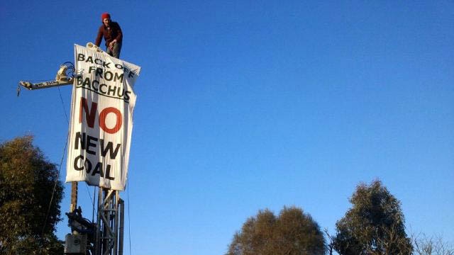 Shaun Murray has chained himself to a drilling rig at one of the test sites.