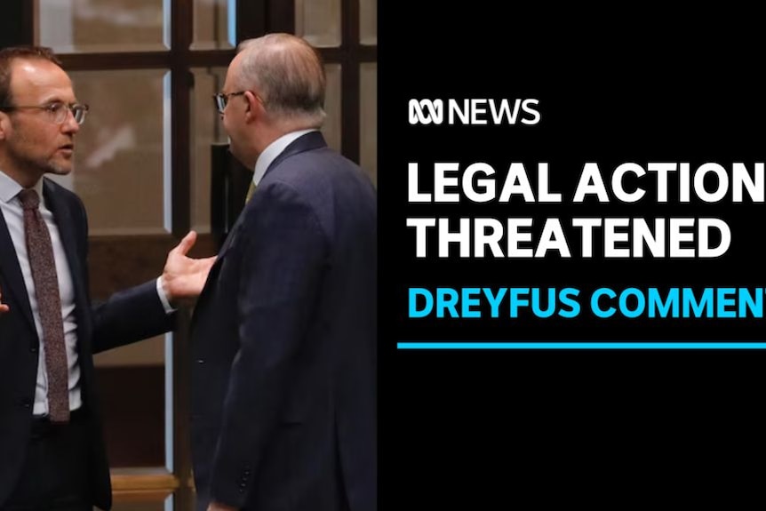 Legal Action Threatened, Dreyfus Comments: Greens leader in an animated discussion with Anthony Albanese in Parliament.