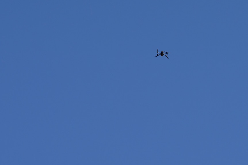 A police drone in the sky