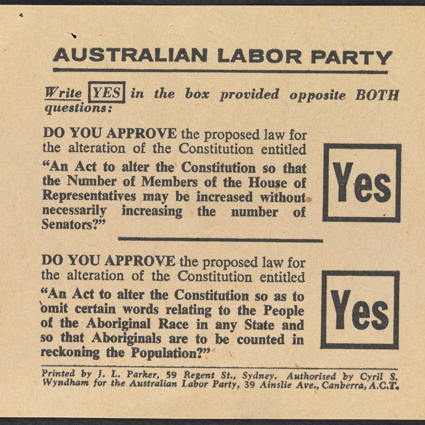 A labor how to vote card for the 1967 referendum