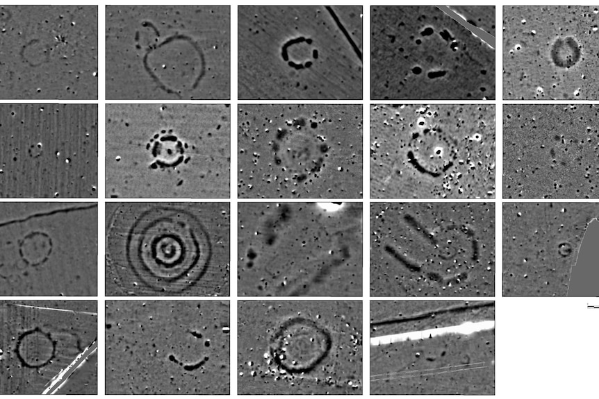 Magnetic data images of newly discovered monuments around Stonehenge.