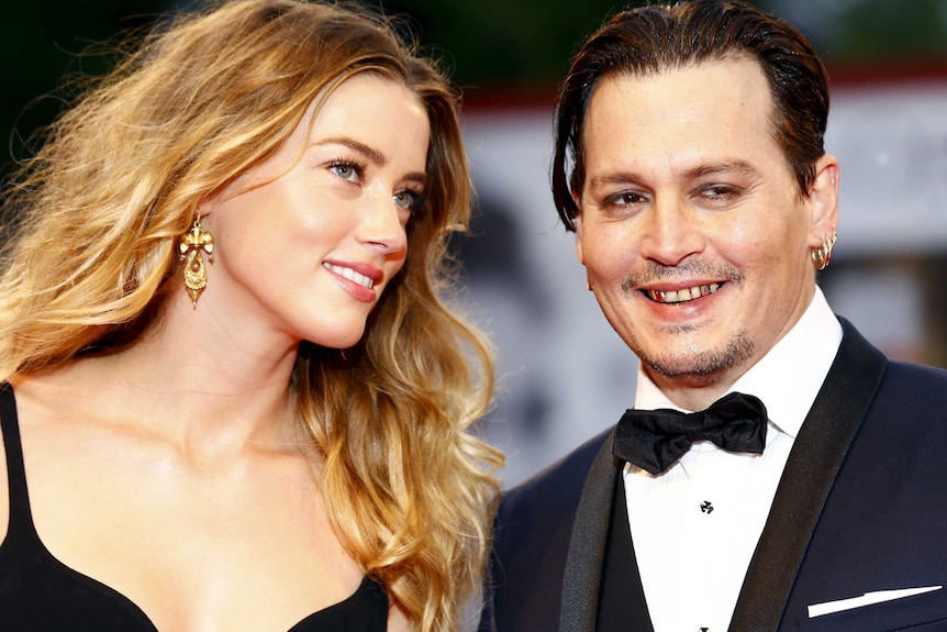 Amber Heard and Johnny Depp at a red carpet event.
