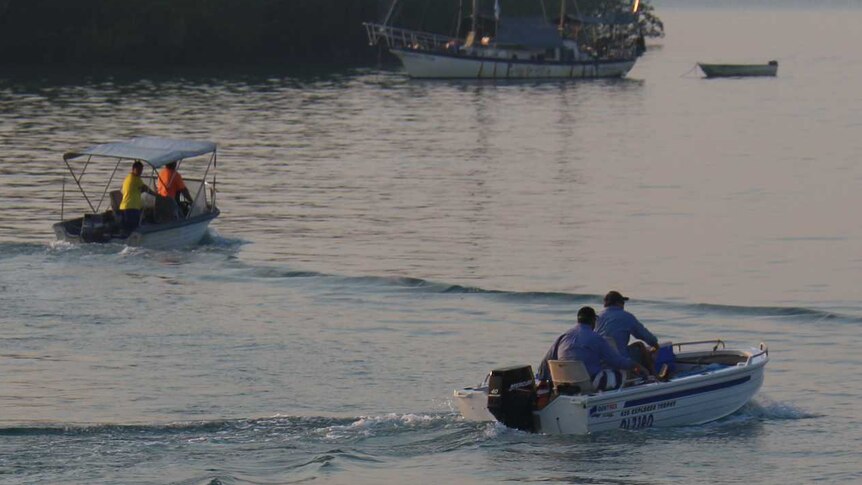 Amateur fishermen on the water near Darwin