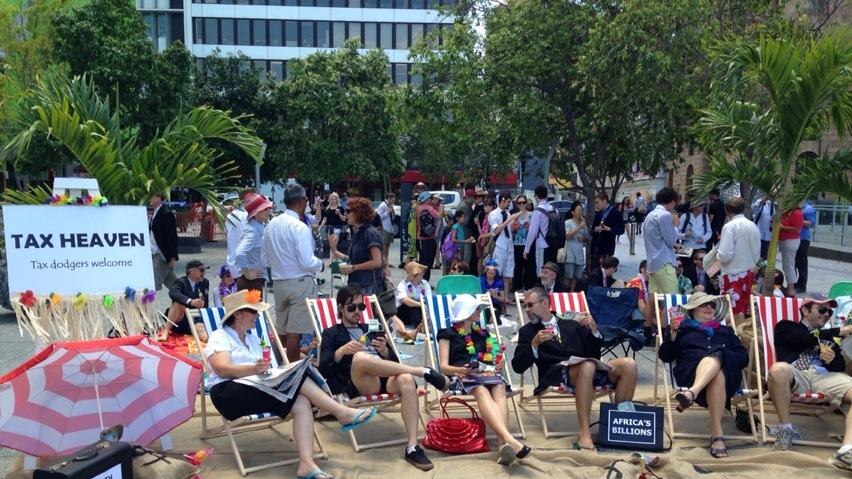 Beach Boys tunes wafting around Reddacliff Place as protestors sip mocktails