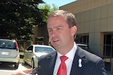 Tasmanian premier David Bartlett with media