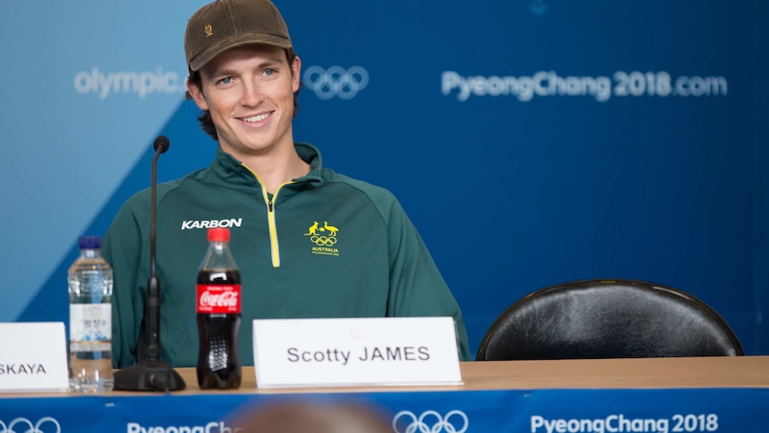 Scotty James at a press conference.