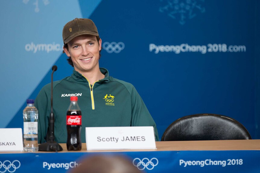 Scotty James at a press conference.