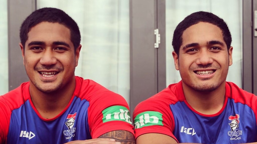 Sione (left) and Chanel Mata'utia will make their NRL top grade debuts against the Roosters at Hunter Hunter.