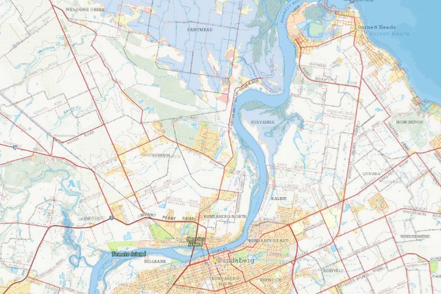 Map of Bundaberg and its surrounds.