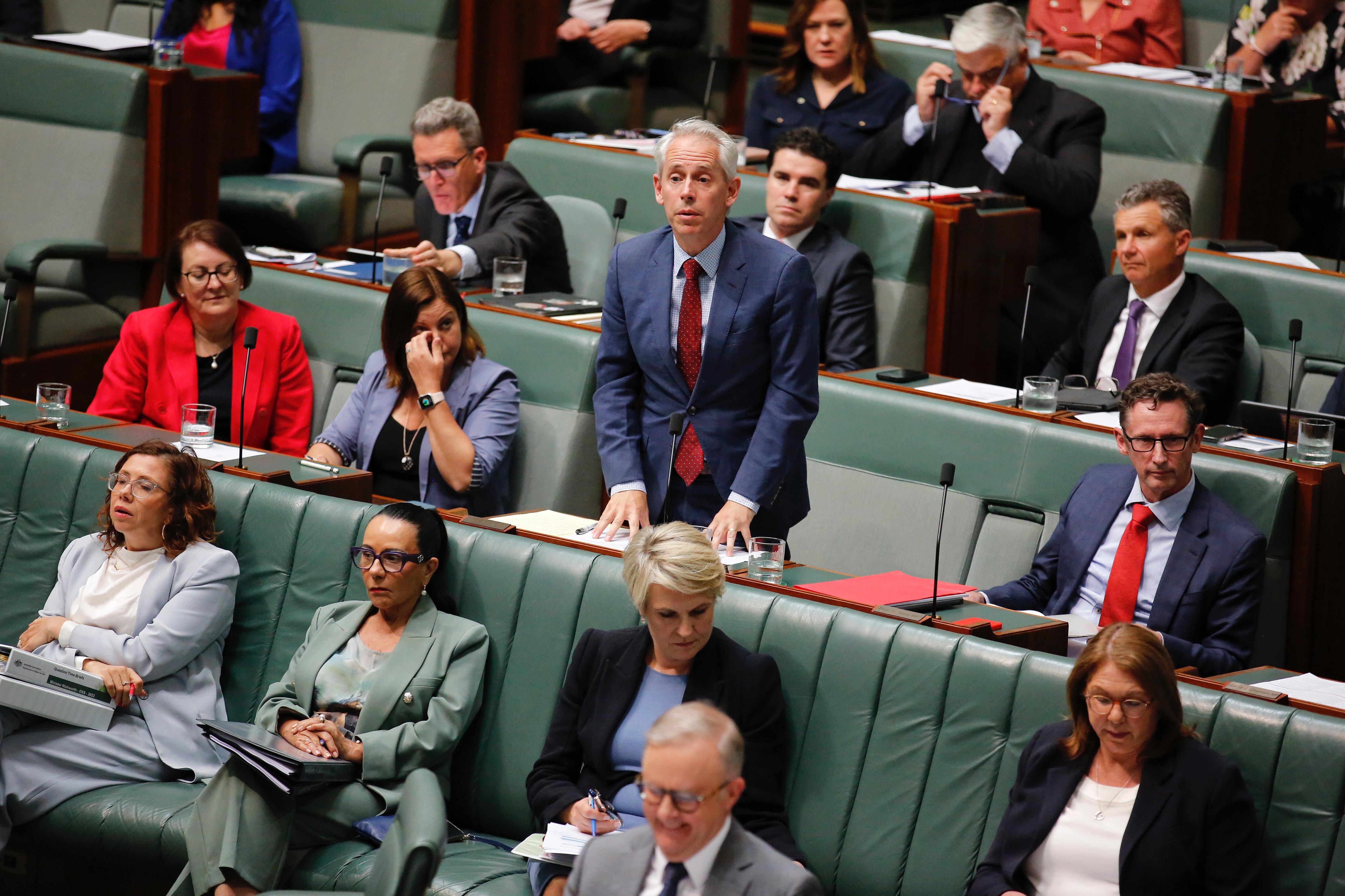 Andrew Giles answers a question in question time 