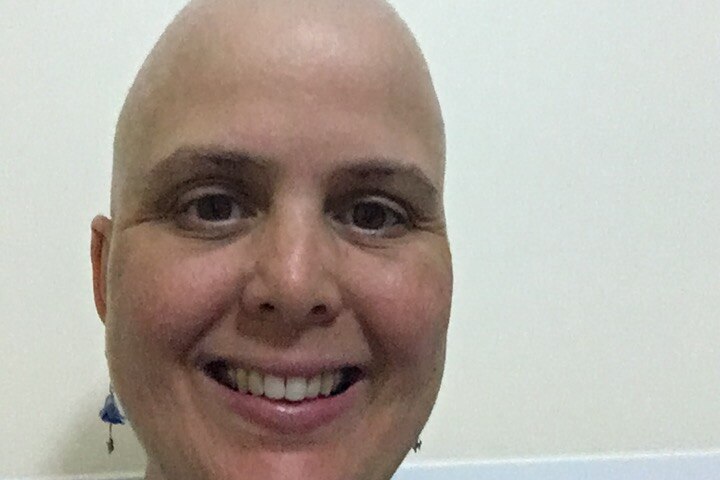 A self portrait taken by Nicola MacGee shows her without any hair while undergoing chemotherapy.