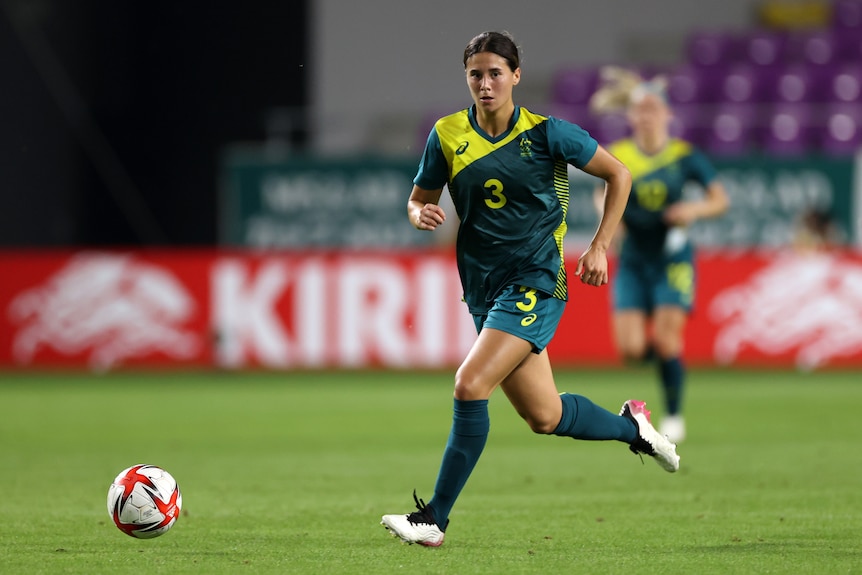 Kyra Cooney-Cross playing for the Matildas at Tokyo Olympics