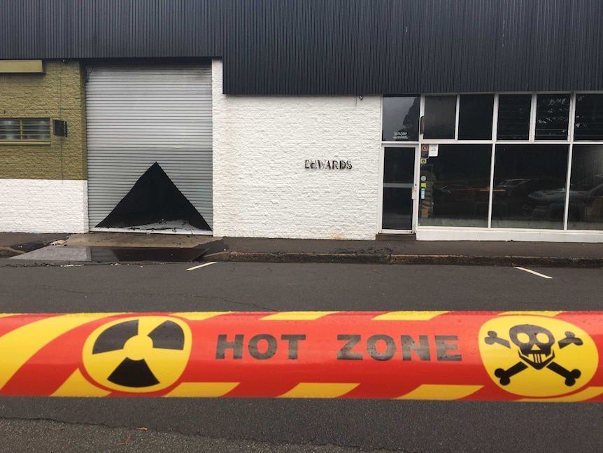 Hot zone warning tape outside the fire damaged Edwards bar in Newcastle West.