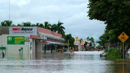 Floods have partly submerged central streets of Katherine.