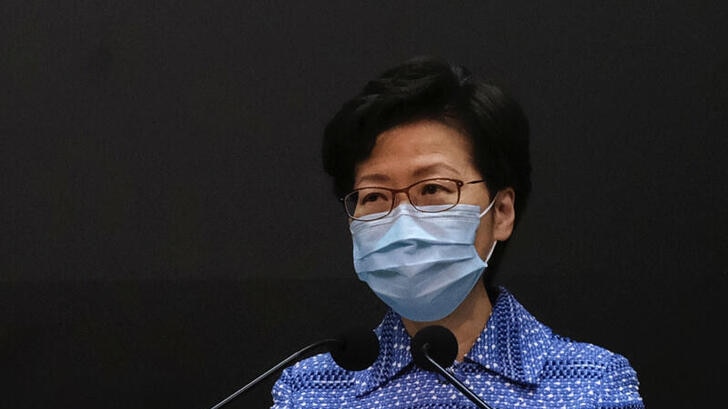 Hong Kong Chief Executive Carrie Lam speaks during a news conference in Hong Kong.