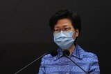 Hong Kong Chief Executive Carrie Lam speaks during a news conference in Hong Kong.