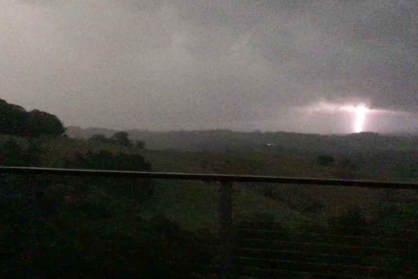 A lightning strike during a storm