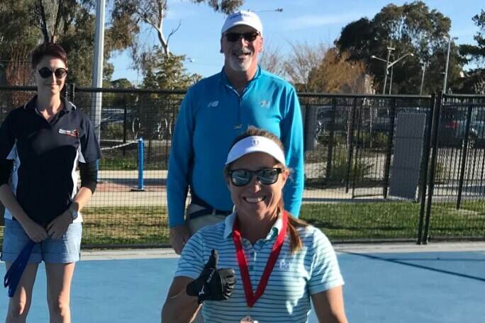 Invictus Games competitor Trudi Lines training for the wheelchair tennis event