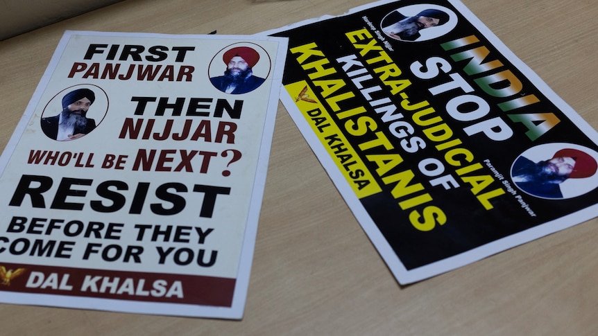 Posters with the image of Sikh leader Hardeep Singh Nijjar
