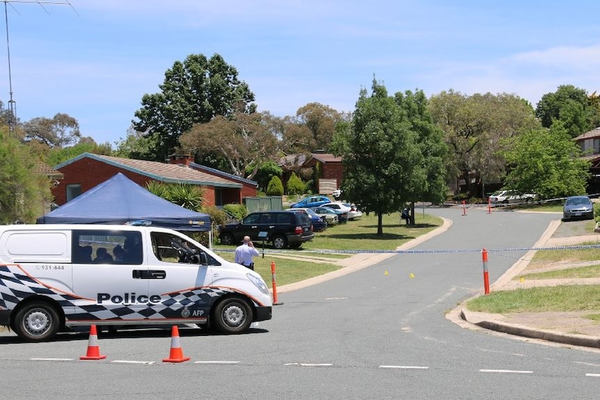 Police at the scene of a suspicious death in Canberra