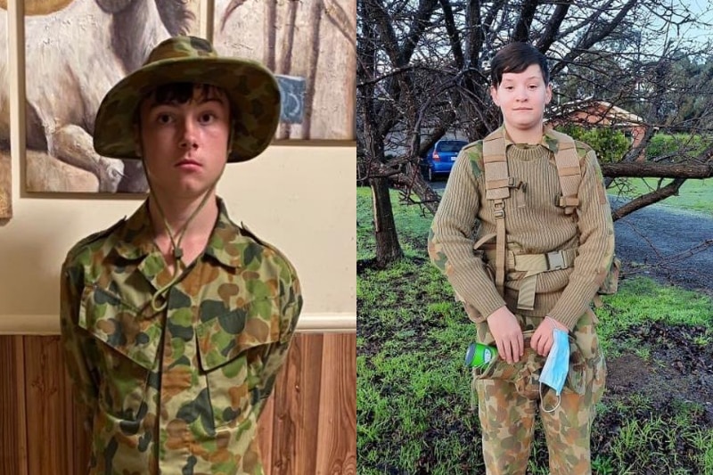 lucus garzoli and joshua elmes in cadet uniform