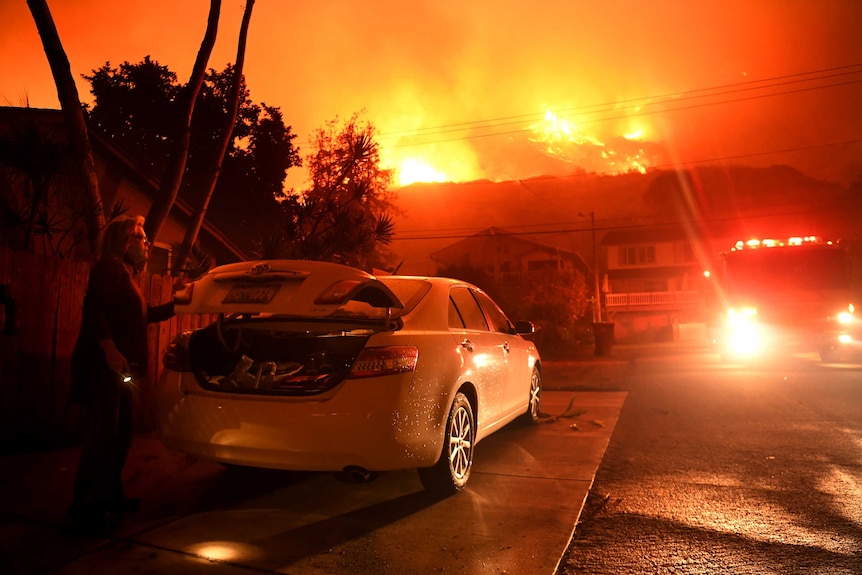 California fires and car