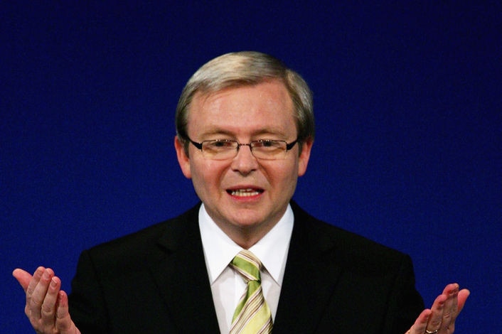 Kevin Rudd gives his keynote address.