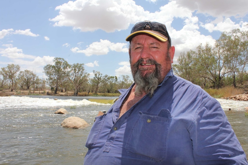 Portrait shot of Phil O'Connor at Brewarrina weir.