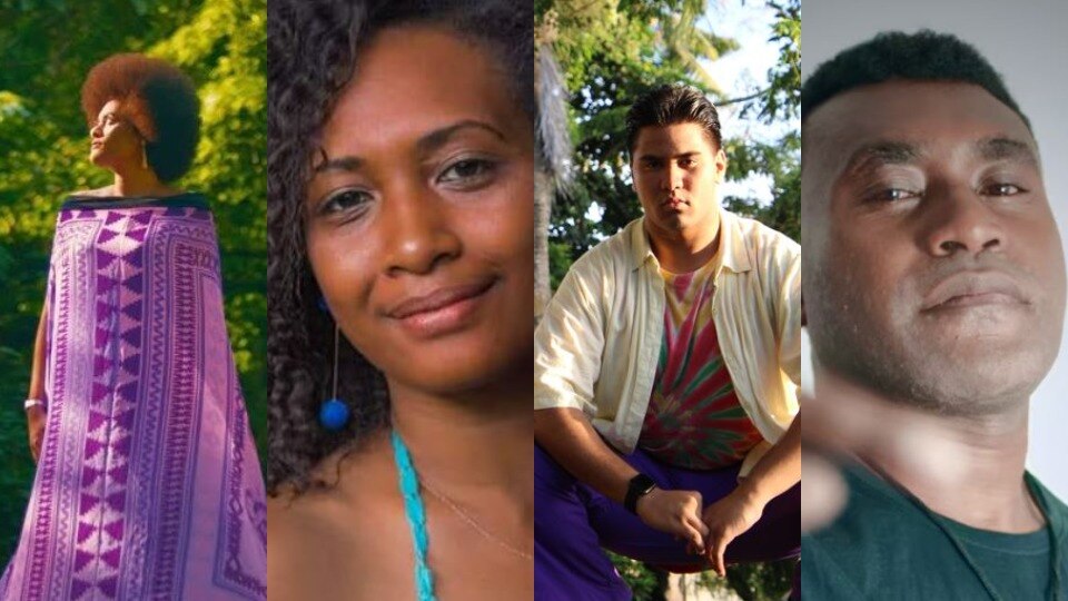 Spliced image of two males and two female artists.