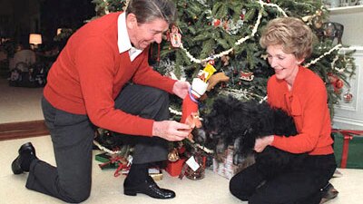 Ronald and Nancy Reagan with Lucky (Ronald Reagan Library)